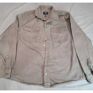Forever 21 Men XL Taupe (light brown) Cotton Button Up Jacket Shirt Pockets